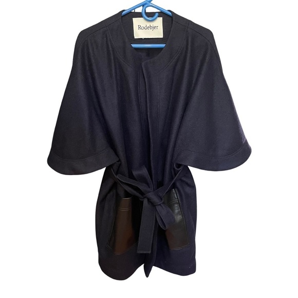 Women's Rodebjer Pinto Navy Blue Jacket Poncho – Size M/L, Elegant & Minimalist - Picture 1 of 11